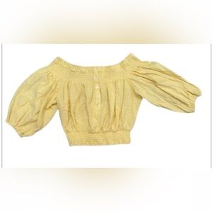 Yellow Off-Shoulder Crop Top Blouse by Stolen Hearts Sz SM Like New
